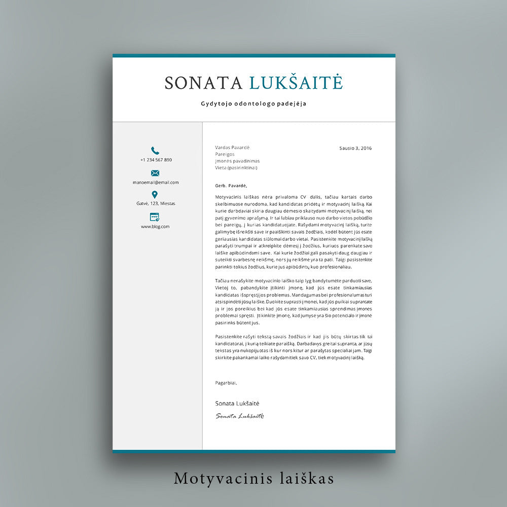 Motyvacinio laiško šablonas, forma, motyvacinio laiško pavyzdys