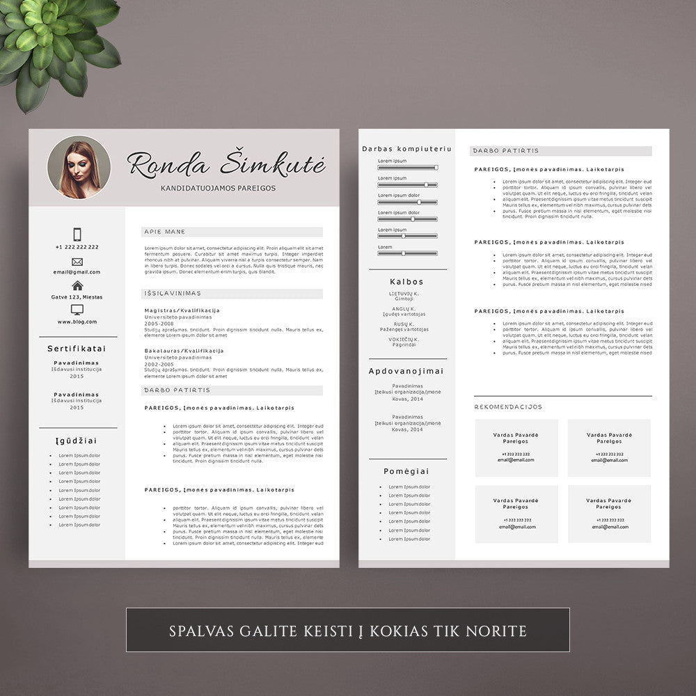 Profesionalus CV šablonas su nuotrauka