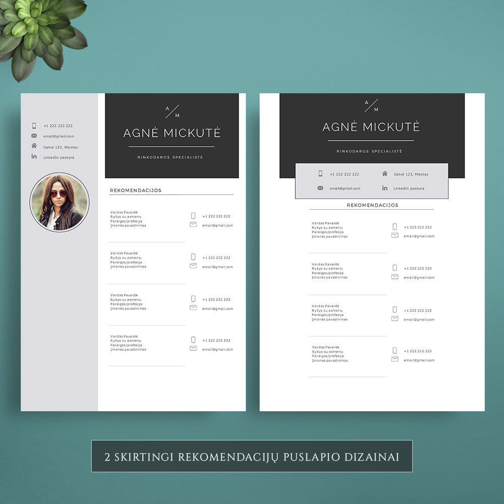 Rekomendacijų puslapis, 2 skirtingi dizainai