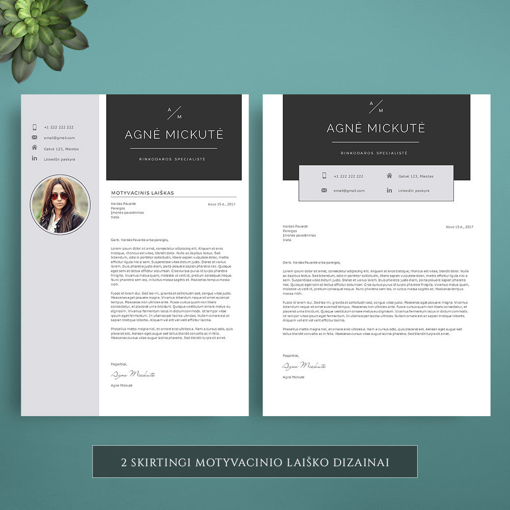 Motyvacinis laiškas, 2 skirtingi dizainai