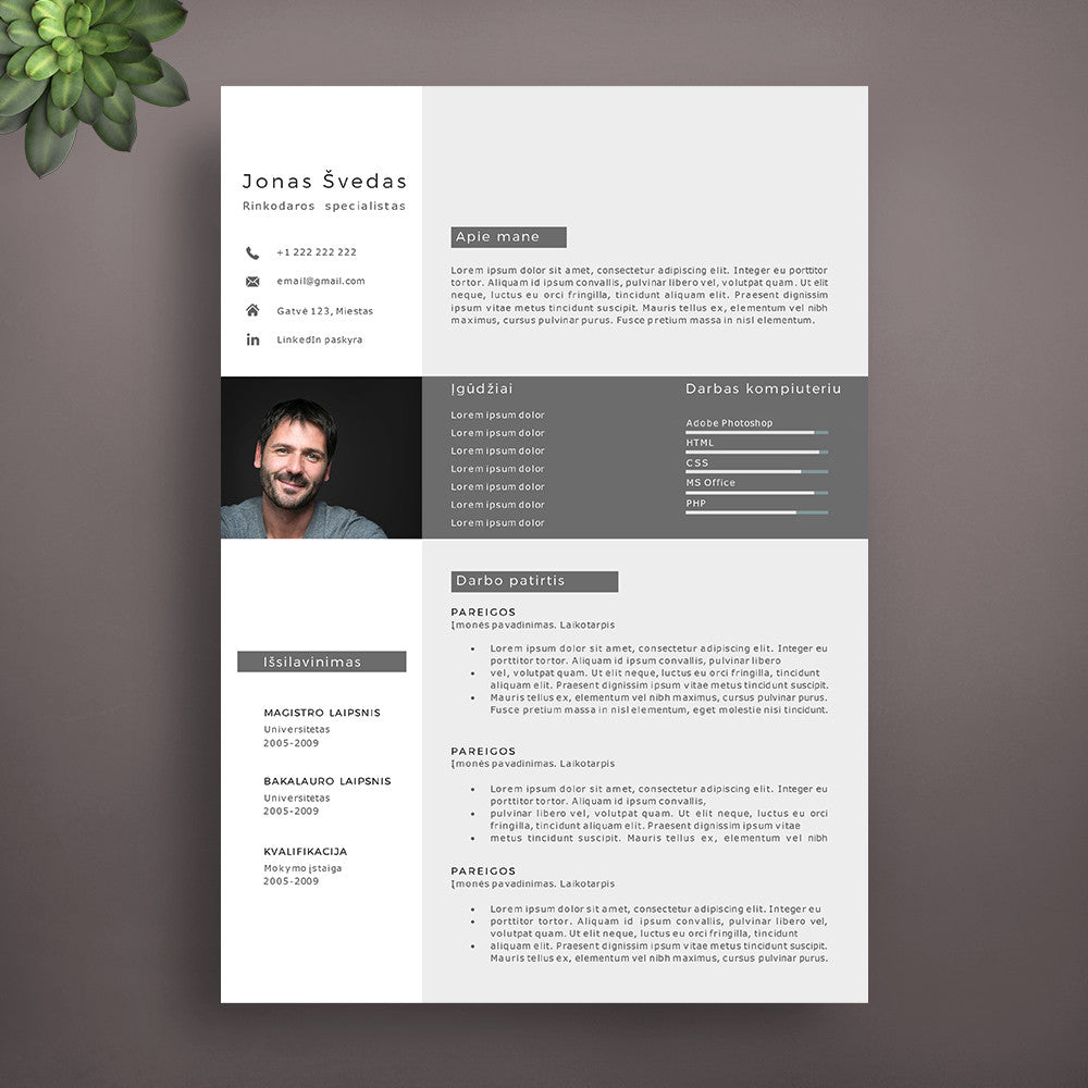 Profesionalūs ir šiuolaikiški cv šablonai, lengva redaguoti Word programoje. Išsiskirk iš kitų kandidatų lengvai.