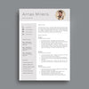CV šablonas, 2 puslapių pilkas gyvenimo aprašymo šablonas, forma, pavyzdys word PDF