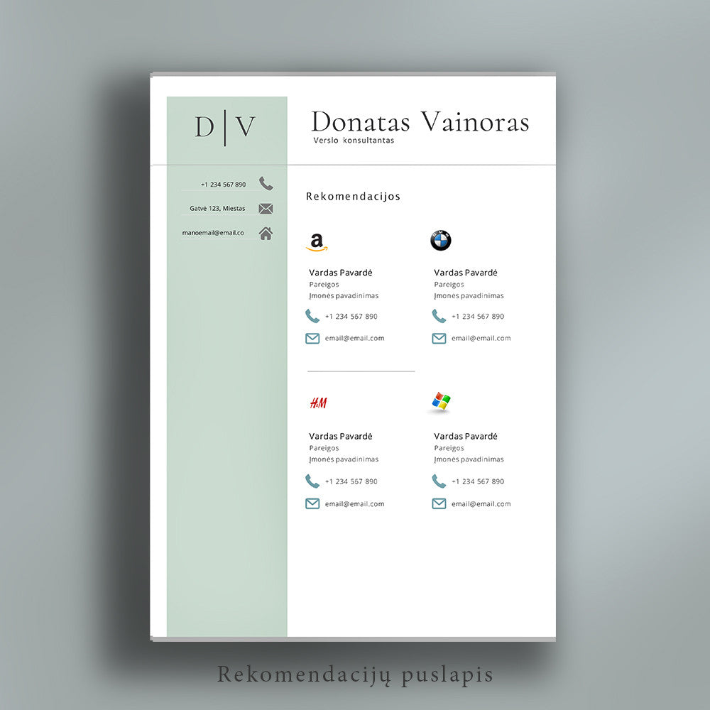 Rekomendacijų puslapio šablonas, Mūsų šablonai lengvai redaguojami Word programoje