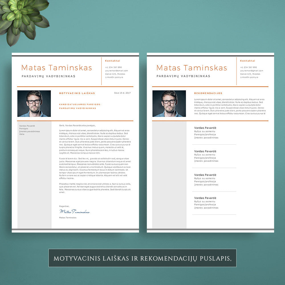 Motyvacinio laiško ir rekomendacijų puslapio šablonai