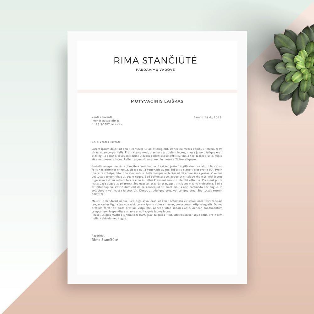 Motyvacinis laiškas, skirtas jūsų motyvacijai atskleisti, kodėl darbdavys turėtų pasamdyti būtent jus.